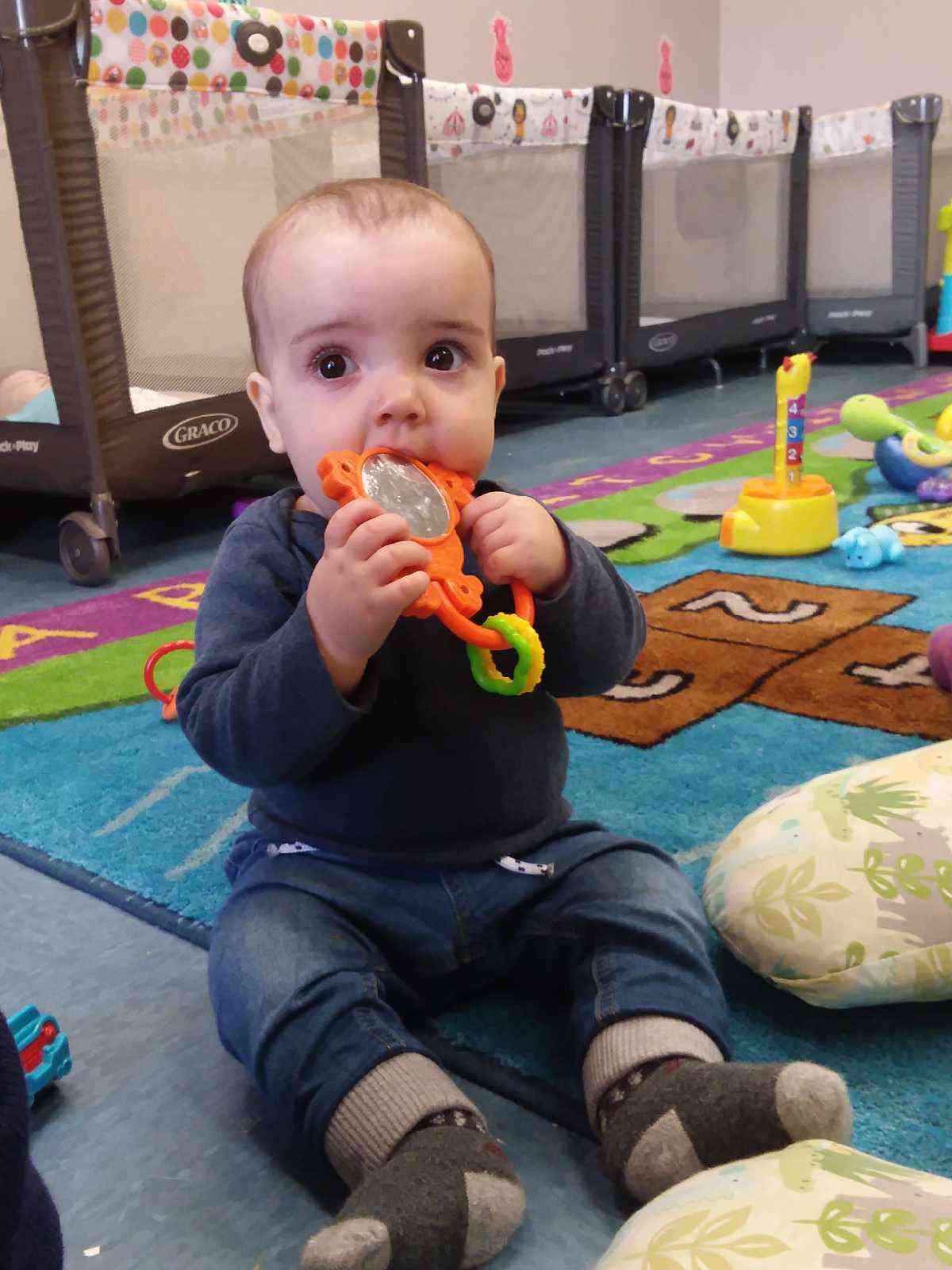 Infants explore their world with their mouth and teeth.